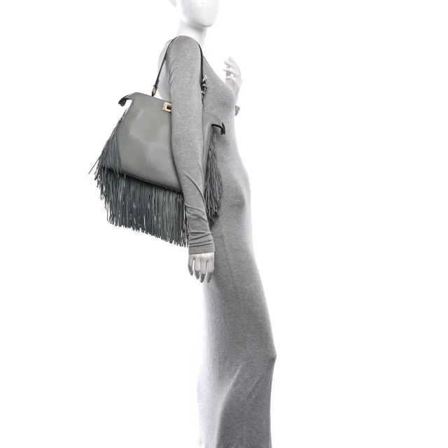 Fendi Vitello Fringe Medium Soft Peekaboo Matcha Latte in Suede from FASHIONPHILE, photo 2 of 10