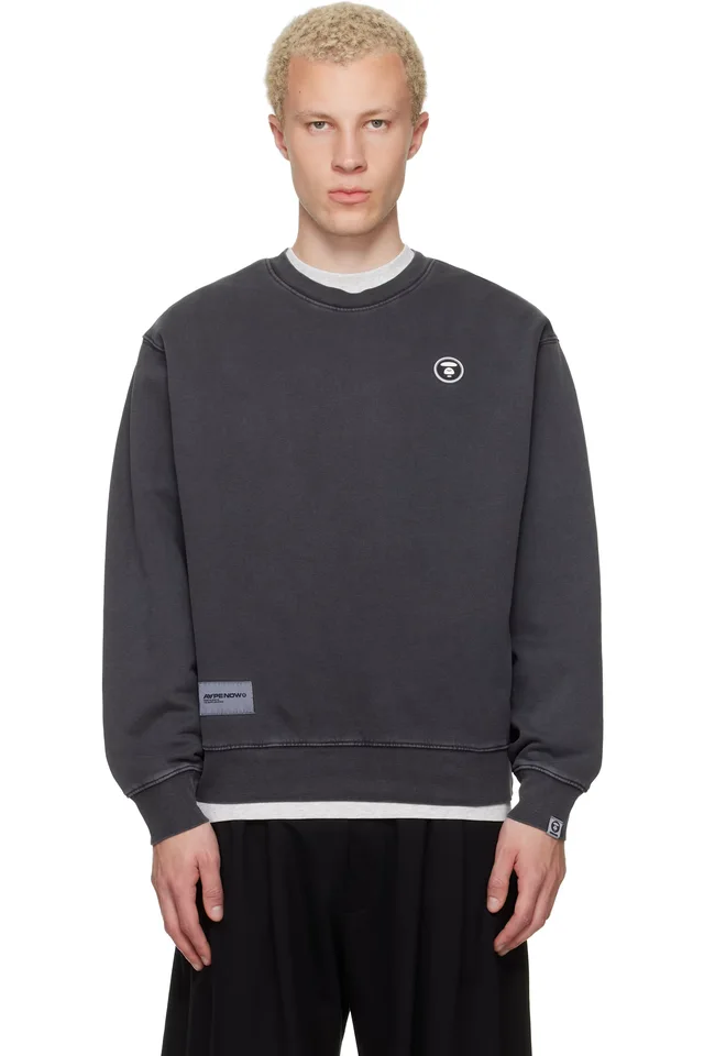 AAPE by A Bathing Ape Gray 'AAPENOW' Moonface Crew Neck Sweatshirt, image 1 of 1 from SSENSE