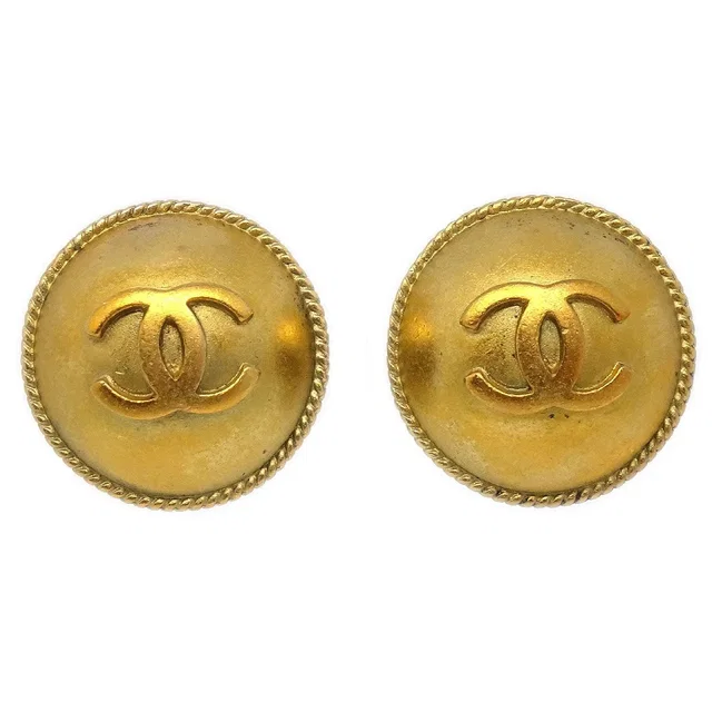 Chanel 1994 Gold CC Rope Edge Earrings in Gold from AMORE Vintage Tokyo