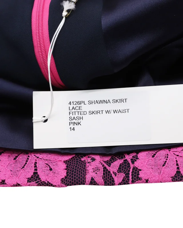 ERDEM Shawna Floral Lace Skirt in Pink Viscose in Pink, photo 6 of 6 from ShopSimon