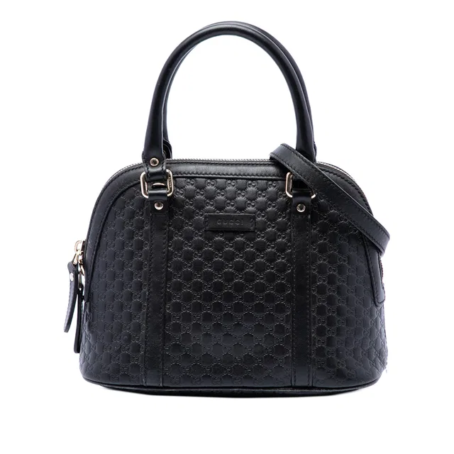 Black Gucci Mini Microguccissima Dome Satchel in Black Leather from Designer Revival