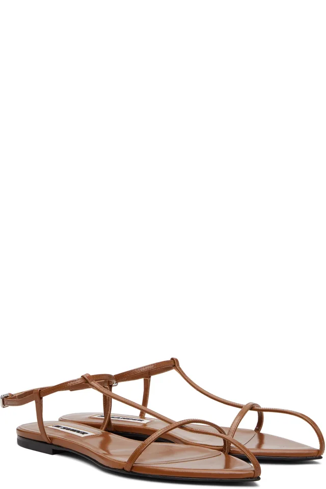 Jil Sander Brown Cage Flat Sandals, photo 4 of 5 from SSENSE