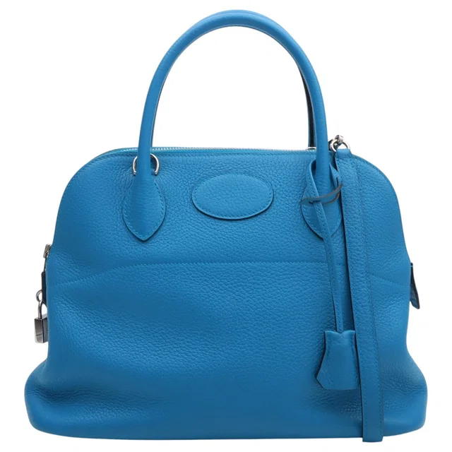 Hermès 2017 Bolide 31 Bleu Zanzibar in Blue Clemence leather from VINTAGE QOO TOKYO