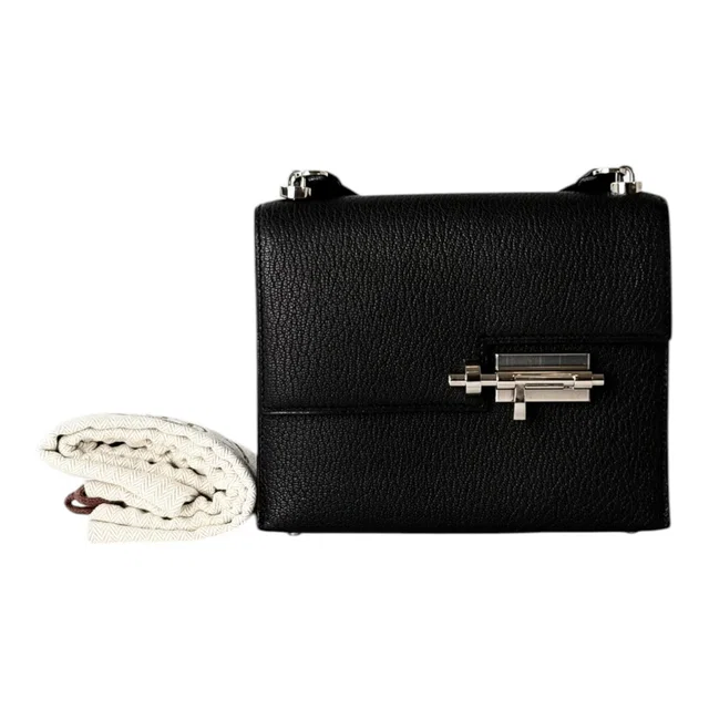 Hermès Mini Verrou Bag 17cm Black Chevre Leather in Black Goatskin from Luxury Promise
