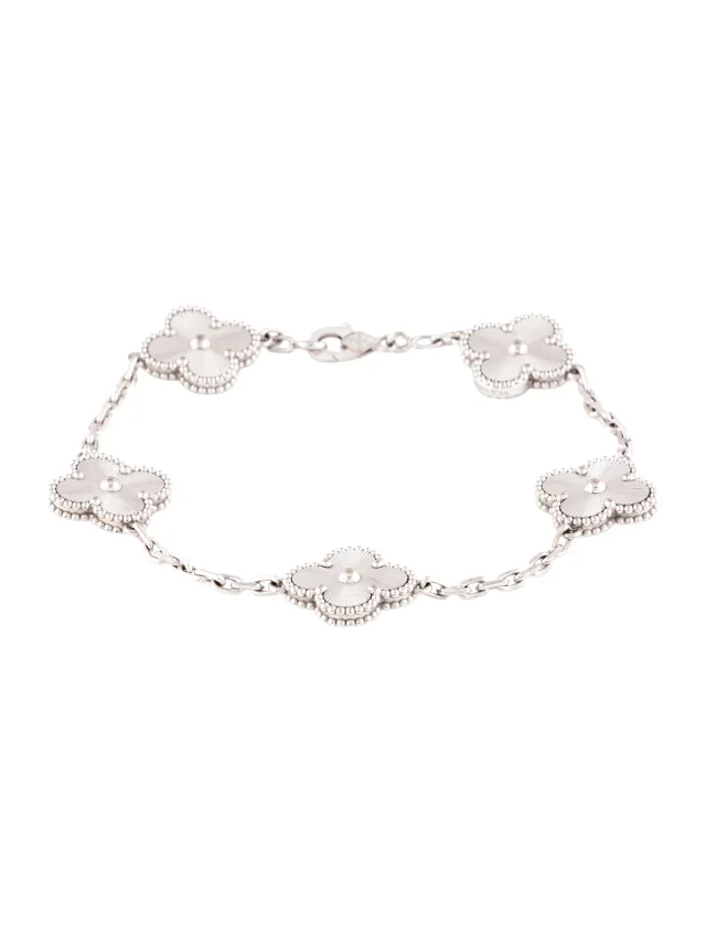 Van Cleef & Arpels Vintage Alhambra Guilloché Bracelet, 5 Motifs, 7" in multicolor from The RealReal