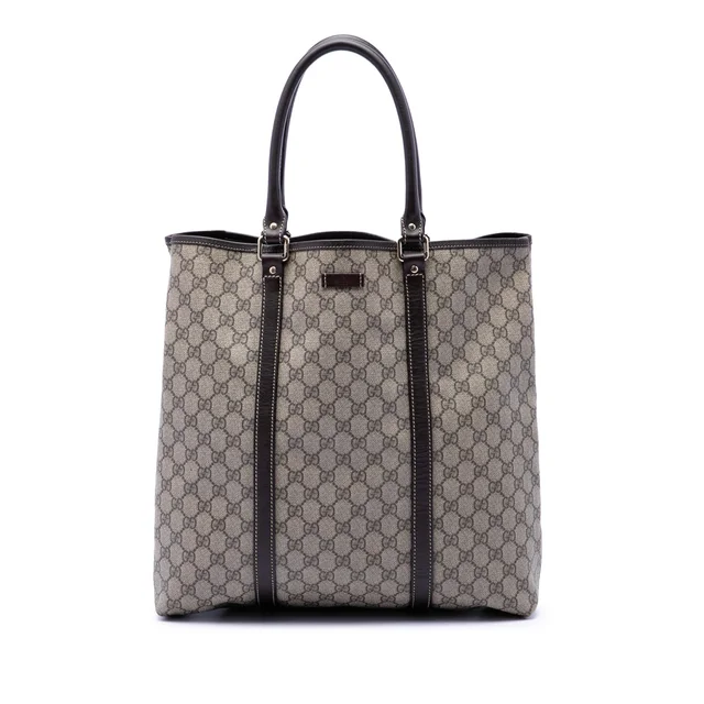 Beige Gucci GG Supreme Joy Vertical Tote in Beige Coated canvas from Designer Revival