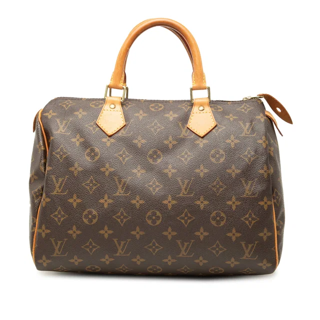 Brown Louis Vuitton Monogram Speedy 30 Boston Bag in Brown Coated canvas from Designer Revival