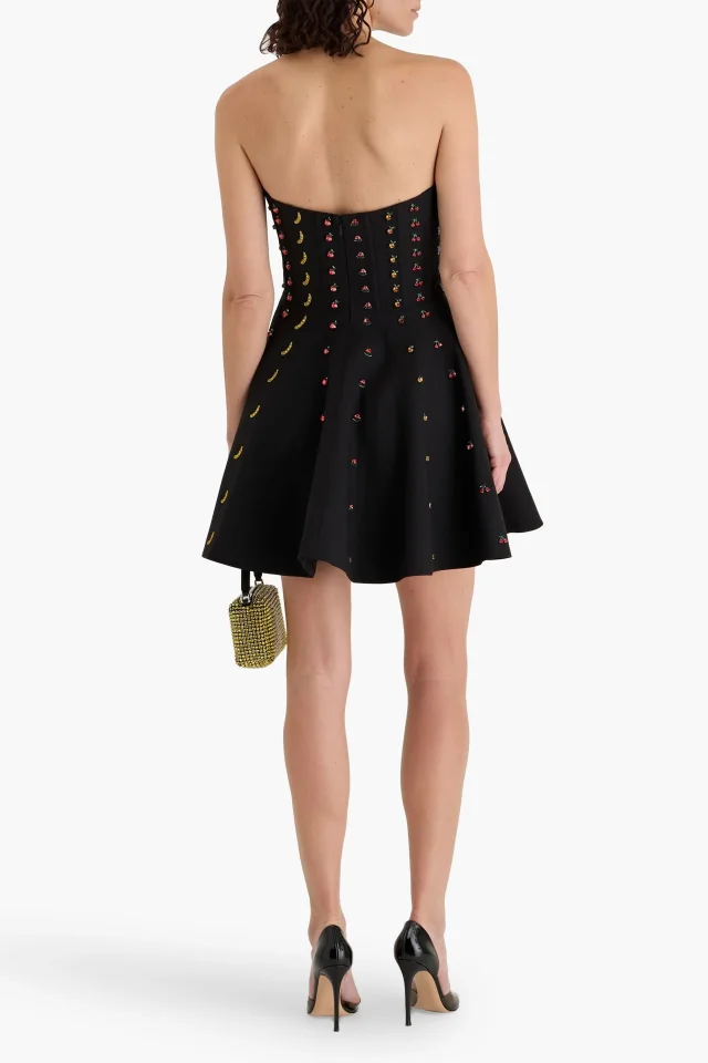 Valentino Garavani Strapless Embellished Wool and Silk-Blend Crepe Mini Dress, photo 3 of 4 from THE OUTNET