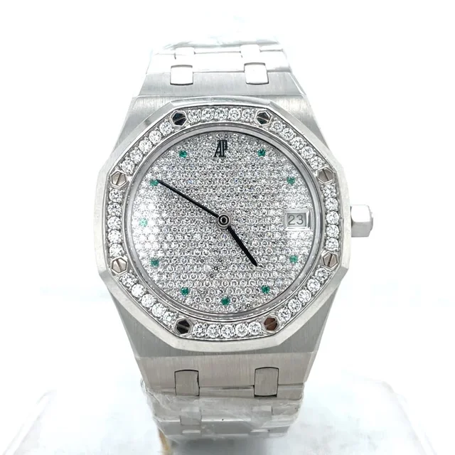 Audemars Piguet Royal Oak Diamond Dial Mens Watch 14813PT.ZZ.0789PT.01 in silver|black|gray from Jomashop.com