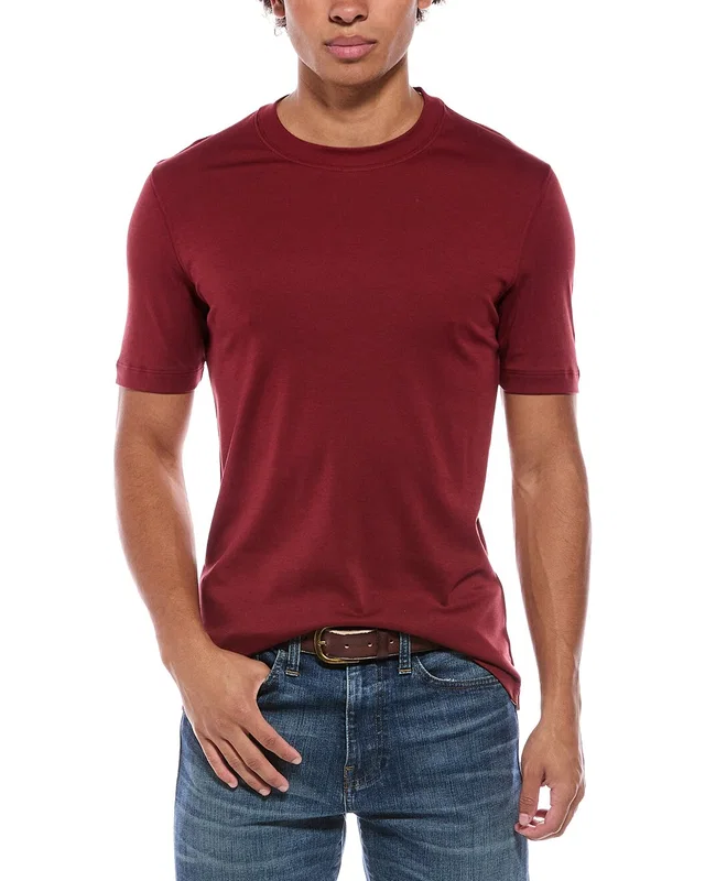 Brunello Cucinelli Silk-Blend Slim Fit T-Shirt in Red, image 1 of 1 from Gilt