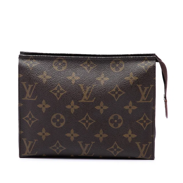Brown Louis Vuitton Monogram Toiletry Pouch 19 Clutch Bag in Brown Coated canvas from Designer Revival