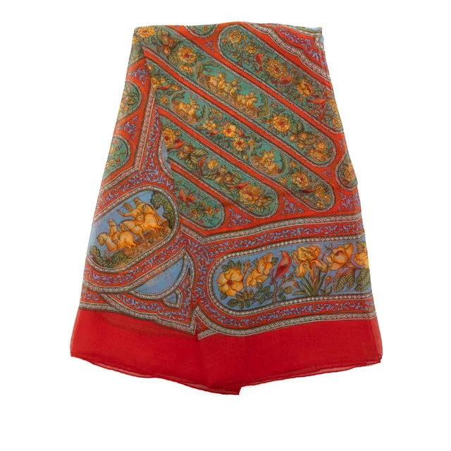 Orange Hermès Qalamdan Silk Scarf 90 Scarves in Orange Silk from Designer Revival