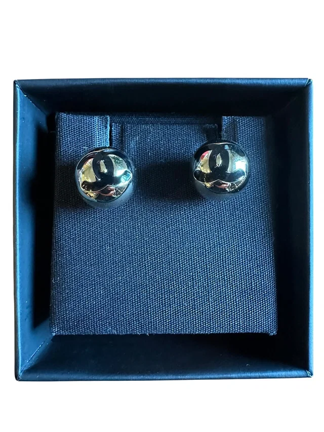Chanel Gold Ball with Black CC Earrings in Black from Luxury Promise