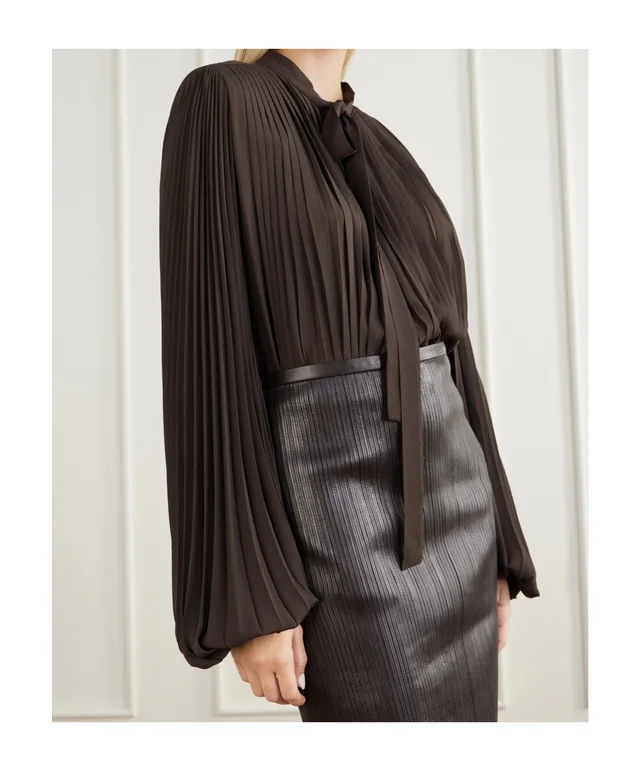 Tom Ford Pleated Pussy-Bow Buttoned Shirt, photo 7 of 8 from SENSER
