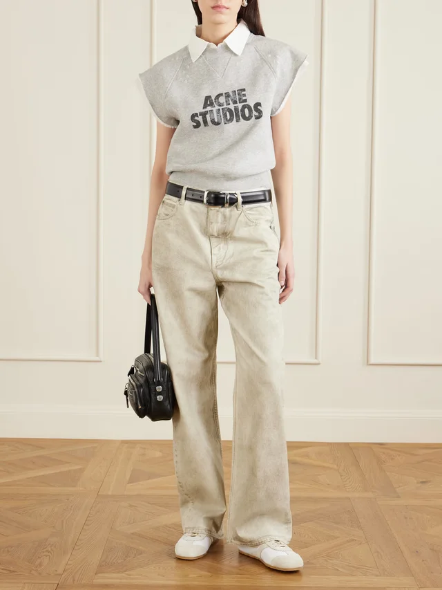 ACNE STUDIOS Frayser printed cotton-jersey sweatshirt in Grey, photo 2 of 2 from NET-A-PORTER (Canada)