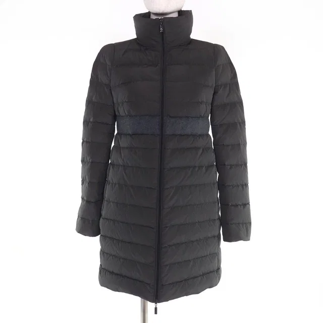 Moncler Sologne Zip UP Stand Collar Down Coat Dark Gray 0 in Grey from The Reluxe