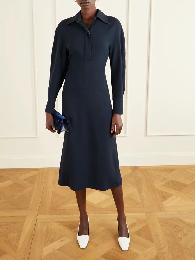 VICTORIA BECKHAM Crepe midi dress in Blue, photo 2 of 2 from NET-A-PORTER (Canada)
