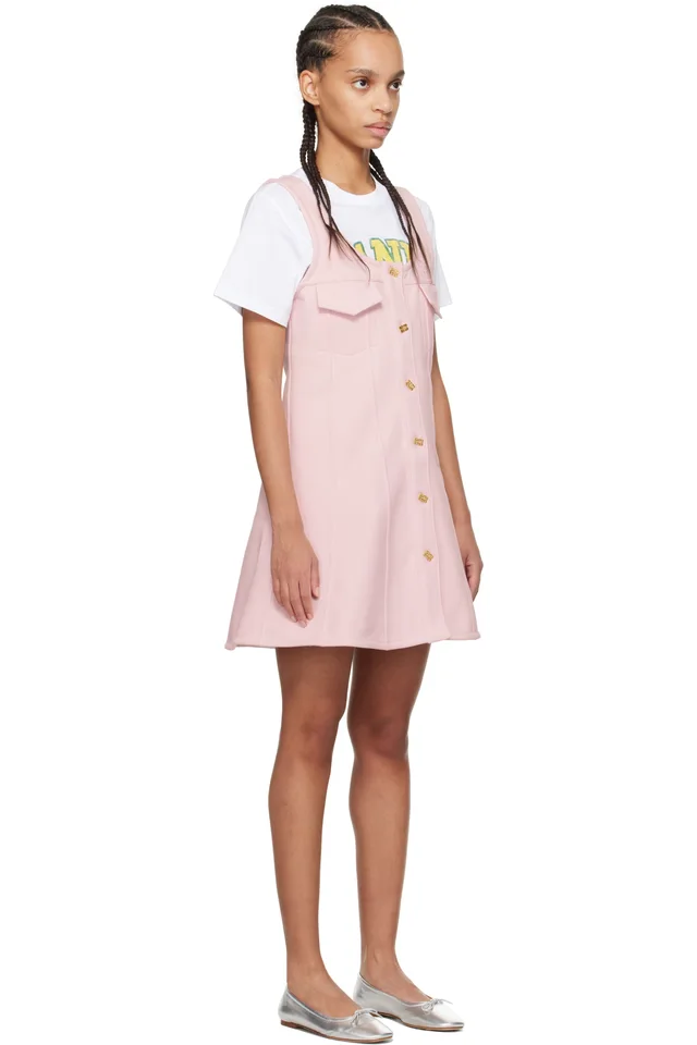 GANNI Pink Button-Up Minidress, photo 2 of 4 from SSENSE
