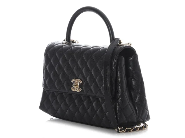 Chanel Small Black Quilted Caviar Coco Handle in Black Caviar leather from Ann's Fabulous Finds, photo 4 of 10