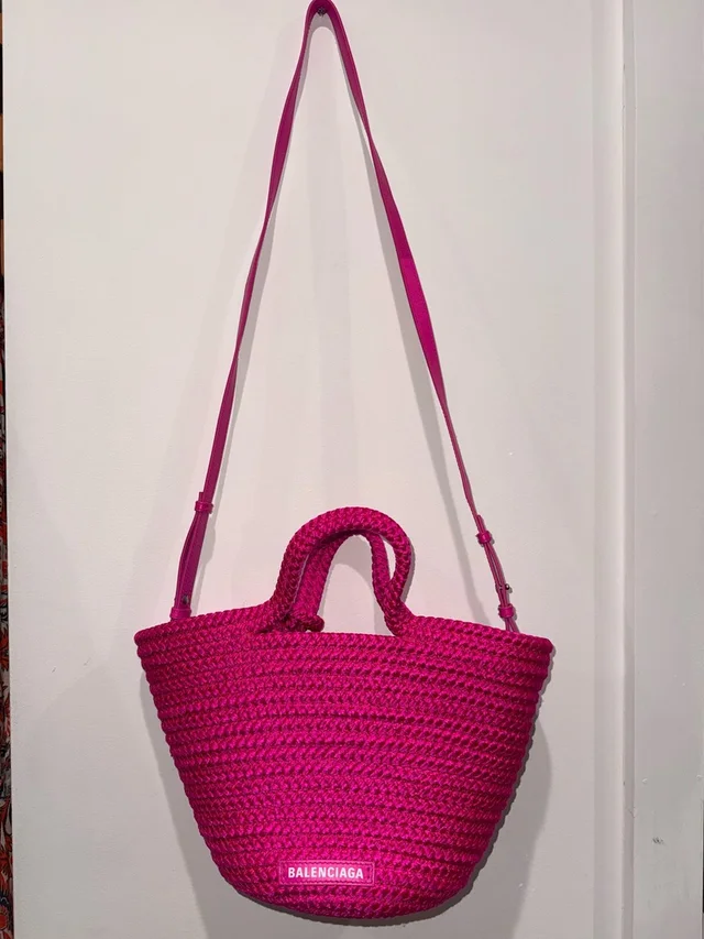 Balenciaga Ibiza Basket Tote Bag Pink Woven Rope Crossbody Shoulder Handbag in pink Woven leather from Poshmark