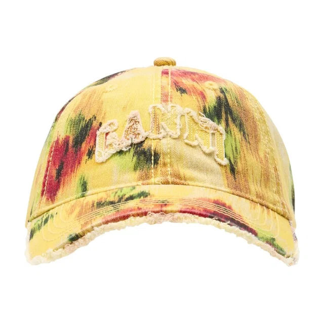 GANNI B3020171-01f Tie-Dye Cotton Baseball Cap — Yellow Caps in Yellow from HEWI