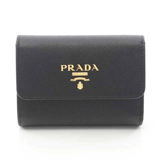 Prada Trifold Wallet Saffiano Metal Leather in Saffiano leather from The Reluxe