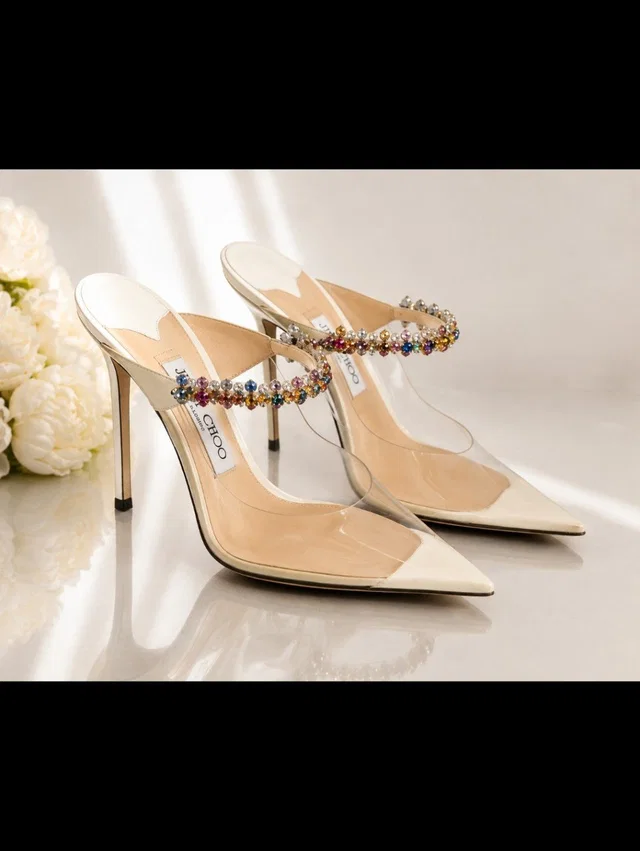 Jimmy Choo Bing 100 Crystal Plexi Mules in white Leather from Poshmark