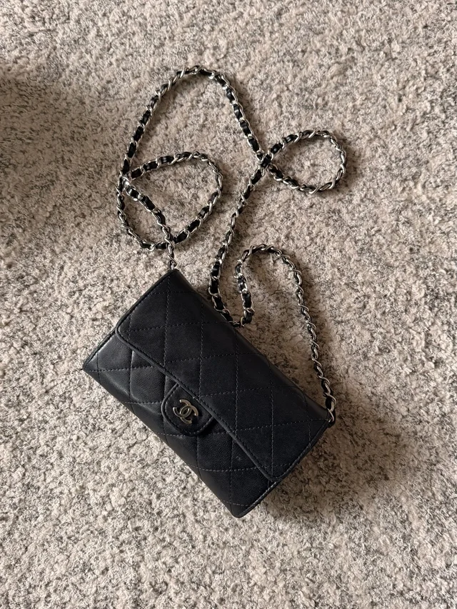 Chanel Quilted Lambskin Mini Wallet-On-Chain With Silver Hardware in black Lambskin from Poshmark, photo 4 of 15