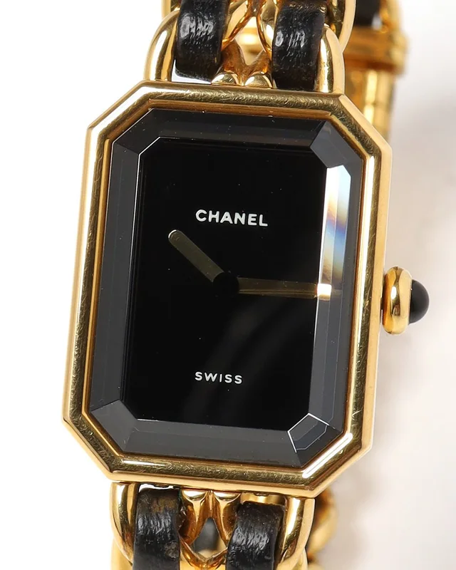 Chanel Première L 20mm Gold-Plated Black Dial Quartz Watch in Black Woven leather from A Retro Tale, photo 2 of 8