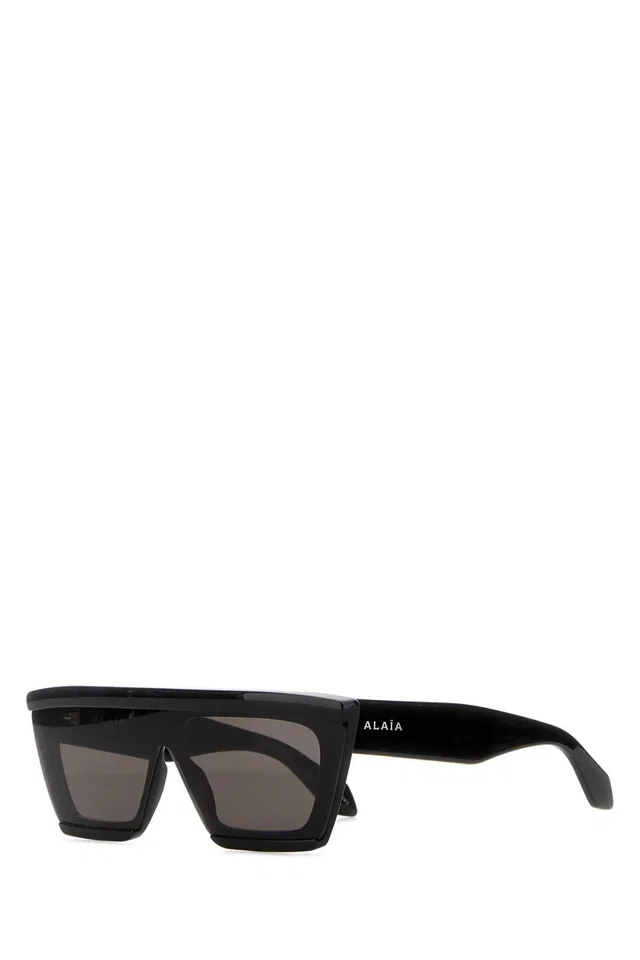 Alaïa Sunglass Acetate Shield Sunglasses — Black Exterior in Black from HEWI