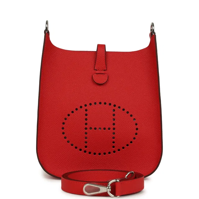 Hermès Evelyne Sellier TPM Rouge Radieux Epsom Palladium Hardware in Red Epsom leather from Madison Avenue Couture