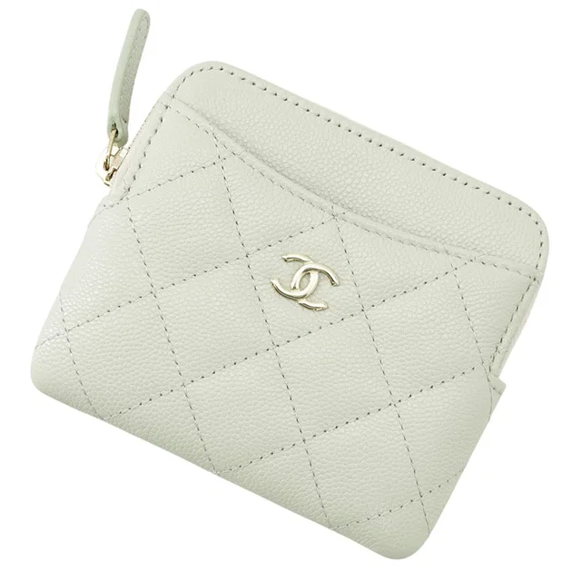 Chanel Matelasse Classic Zip Coin Purse Light GreenAP2061 Caviar Leather in Caviar leather from GALLERY RARE
