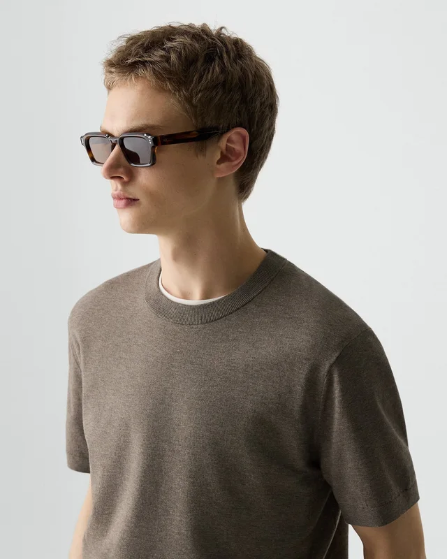 Theory Soris Tee in Light Bilen in MOREL MELANGE 62% Viscose, 38% Polyester; Exclusive Of Elastic, photo 4 of 9 from Theory