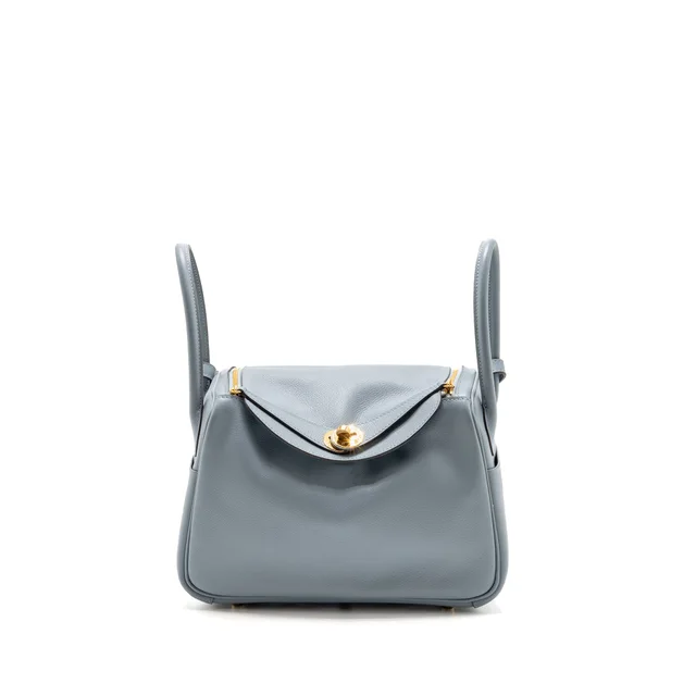 Hermès Lindy 26 Evercolor Bleu Lin GHW Stamp U in Blue Leather from EMIER