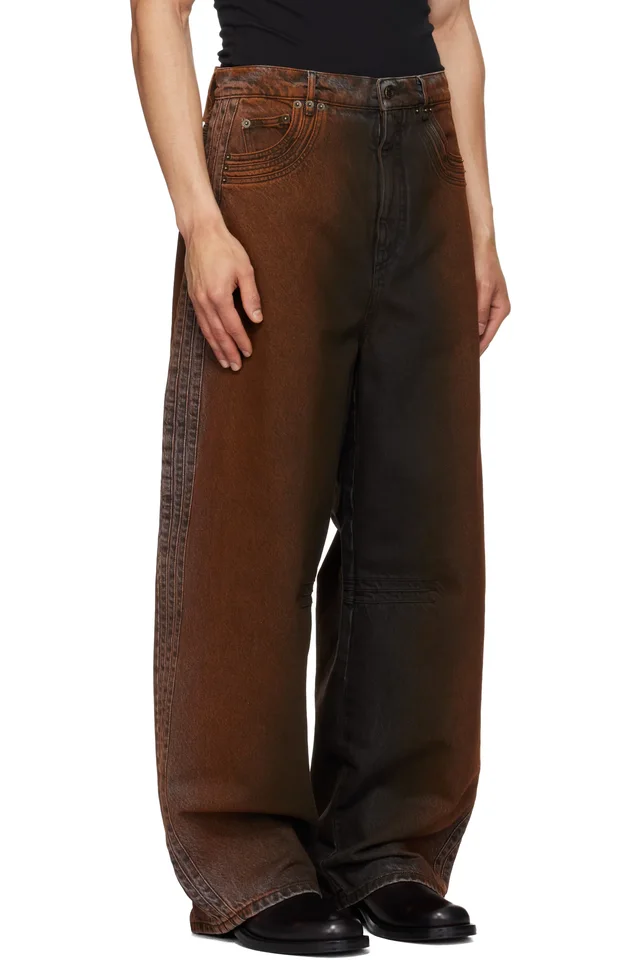 EGONlab Black & Orange Overscaled Jeans, photo 2 of 4 from SSENSE