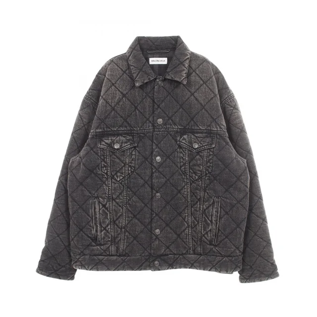 Balenciaga Denim Jacket Quilted Washed Black in Black Denim from The Reluxe