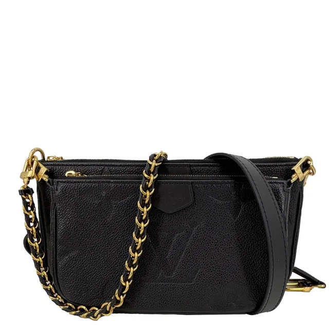Louis Vuitton Multi Pochette Accessoires Monogram Empreinte Leather Crossbody Bag Black from Dallas Designer Handbags