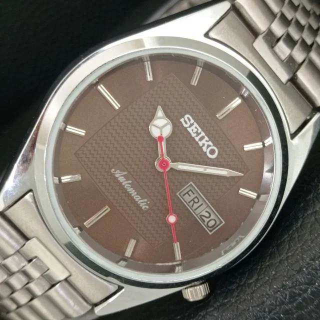 Vintage 1986 Seiko Automatic Mens Silver Watch W/Daydate & Brown Accents in gold|silver|gray from Poshmark