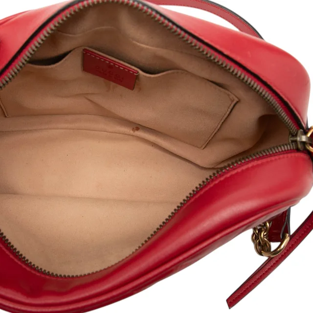 Red Gucci Small GG Marmont Matelasse Leather Crossbody in Red Leather from Designer Revival, photo 2 of 2