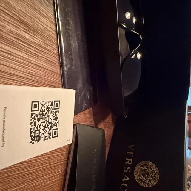 Versace Men's Square Sunglasses - Black/Brown in red|black|brown from Depop, photo 1 of 1