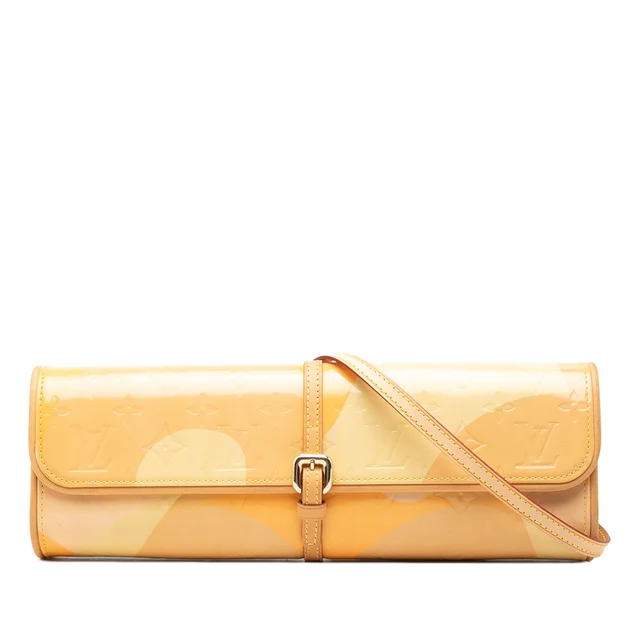 Yellow Louis Vuitton Monogram Vernis Fleurs Pochette Crossbody Bag in Yellow Leather from Designer Revival, photo 1 of 1