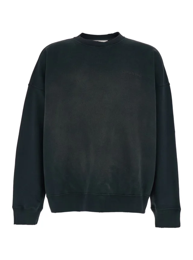 Grey Crewneck Sweatshirt with Logo Lettering on the Front and Bleached Effect in Cotton Men in Grey, image 1 of 1 from Gaudenzi Boutique