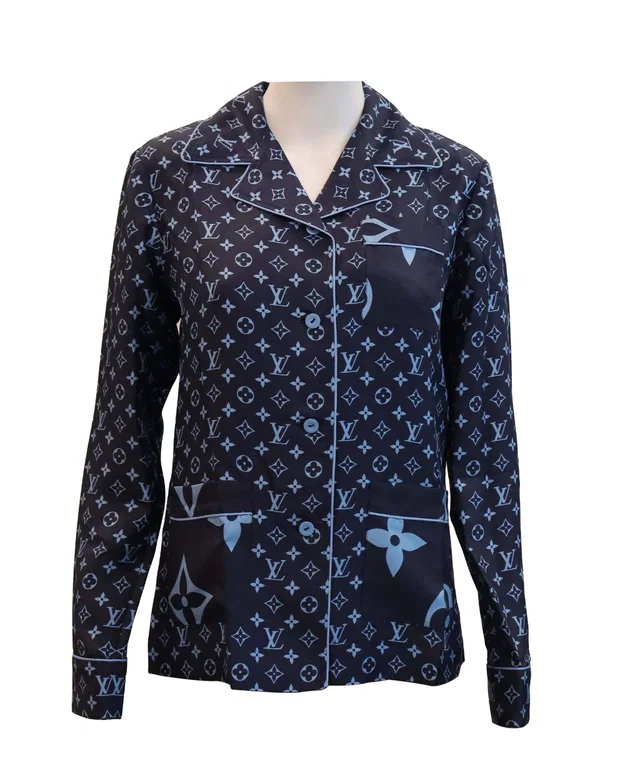 Louis Vuitton Silk Top 3-Pockets Blue Monogram Size 34 in Blue Silk from Luxury Promise