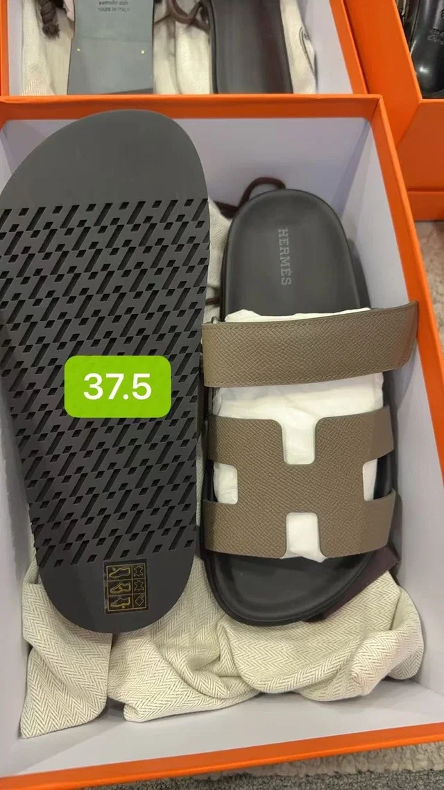 Hermès Chypre sandal Grey 37.5 in Grey from Luxury Promise