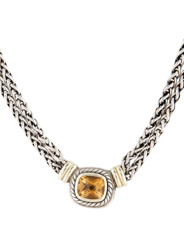 David Yurman Citrine Wheaton Double Chain Pendant Necklace in multicolor from The RealReal