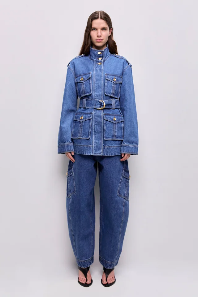 AJE Loxley Denim Trench Jacket in Blue from Aje, photo 1 of 1