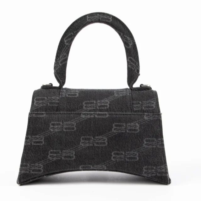 Balenciaga Black Denim BB Monogram Hourglass Small Bag in Black Denim from Labellov, photo 5 of 8