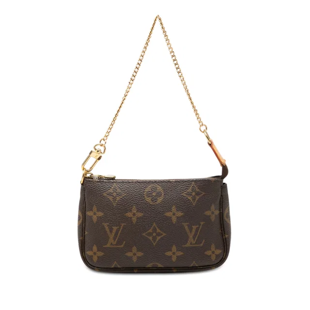 Brown Louis Vuitton Monogram Mini Pochette Accessoires Handbag in Brown Coated canvas from Designer Revival