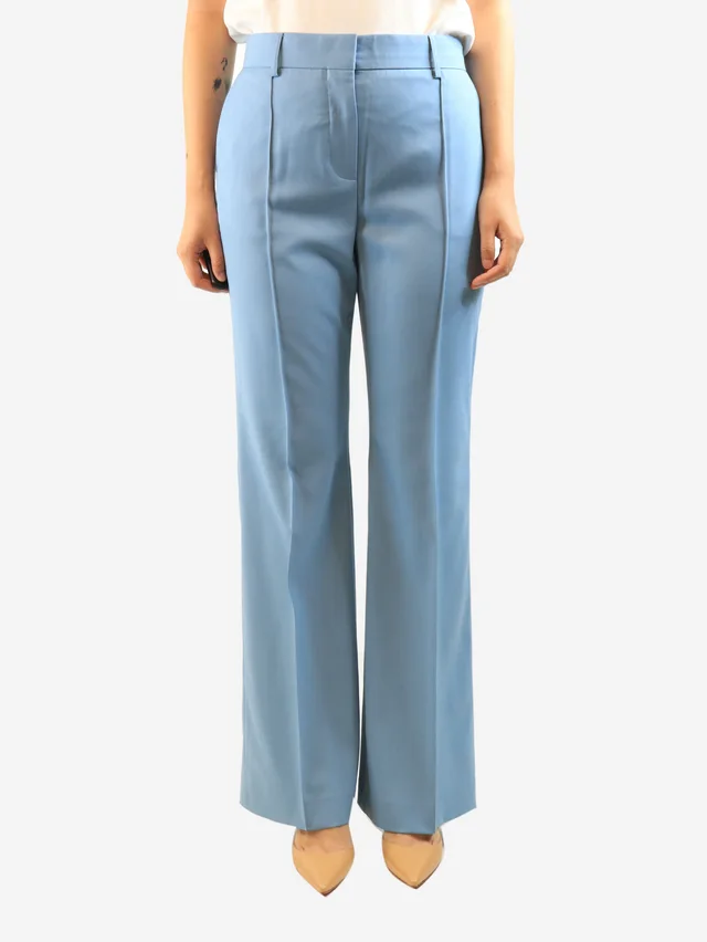 Chloé Blue wool-blend suit trousers - size UK 12 in Blue Wool from Sign of the Times