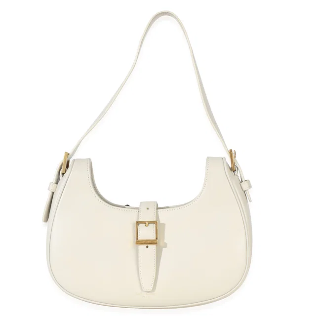 Saint Laurent Cream Smooth Calfskin Le Fermoir Hobo Neutral Leather Handbag in White Calfskin from HEWI